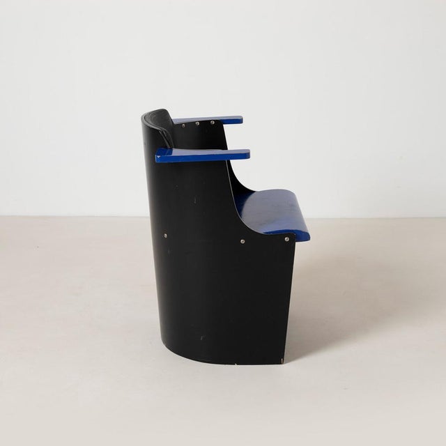 Bauhaus D61 Black and Blue Chair by El Lissitzky for Tecta, 1970s For Sale - Image 6 of 10