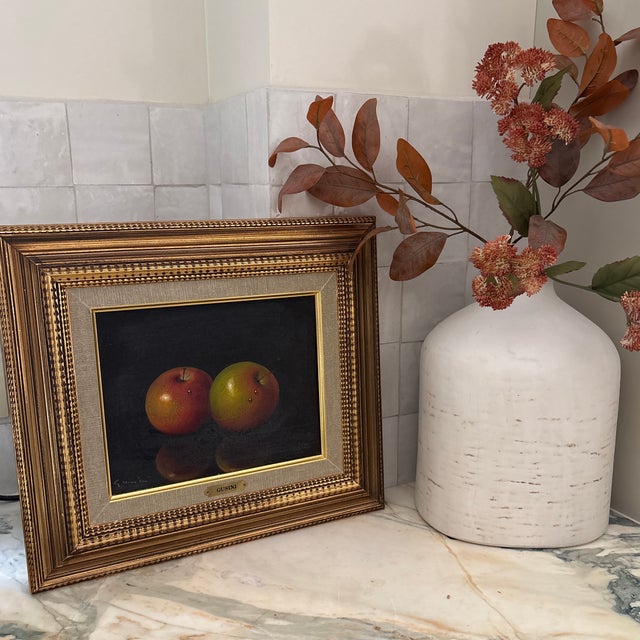 Antonio Gusini Still Life Oil Painting of Apples, Framed For Sale In Chicago - Image 6 of 10