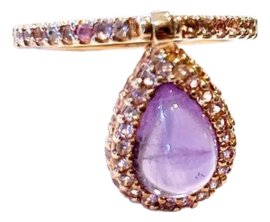 Bochic “Capri” Vintage Diamond & Amethyst Ring Set In 18K Gold & Silver