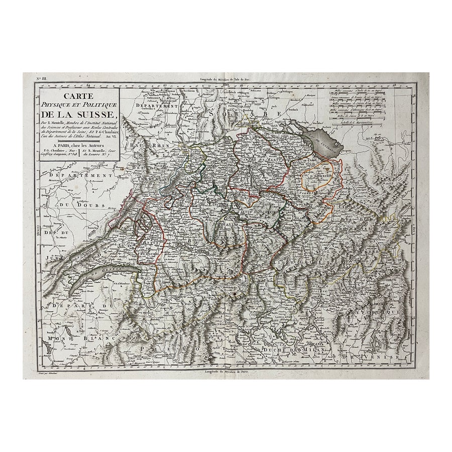 18th Century Antique Map of Switzerland | Chairish