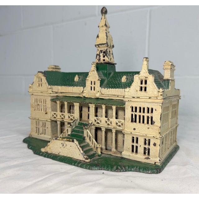 Figurative Rare Antique 1890's Ives, Blakeslee & Company Palace Green Cast Iron Still Bank For Sale - Image 3 of 15
