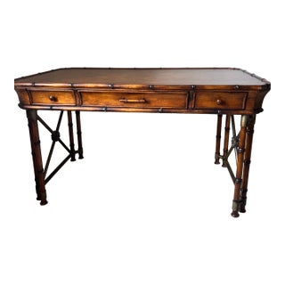 1990s Hooker Furniture Bamboo Wood Desk For Sale