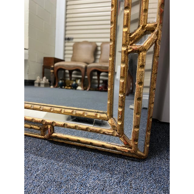 Late 20th Century Vintage Beveled & Gold Tone Glass Wall Mirror | Chairish