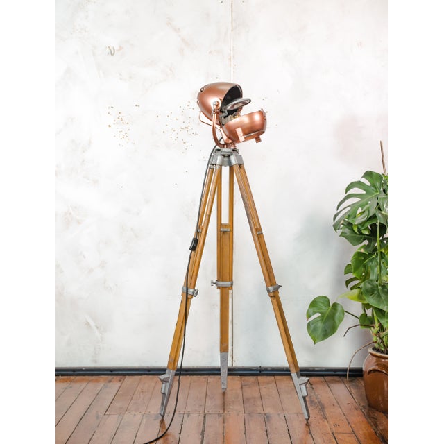 Copper Vintage Strand Electric Patt 123 Theater Spotlight Floor Lamp, 1950s For Sale - Image 8 of 18