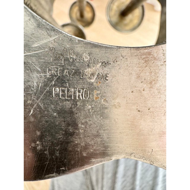 This 5-arm candelabra is a premier example of 1970s Italian "Creazione d’Arte." Signed by the renowned Prof. Ceccherini,...