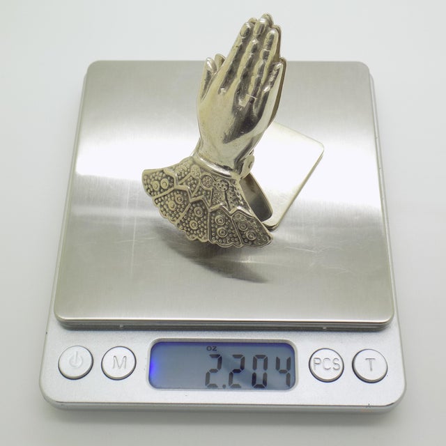 Vintage Italian Handmade Florentine Silver 800 Hand-Shaped Memo Holder Desk Clip, 1970s For Sale - Image 14 of 15