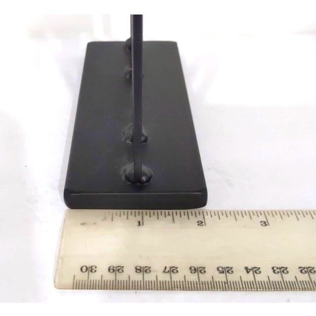 VTG Pair Metal Art Abstract Cow Candle Holders Sculptures Black Far Side Heavy For Sale - Image 11 of 11