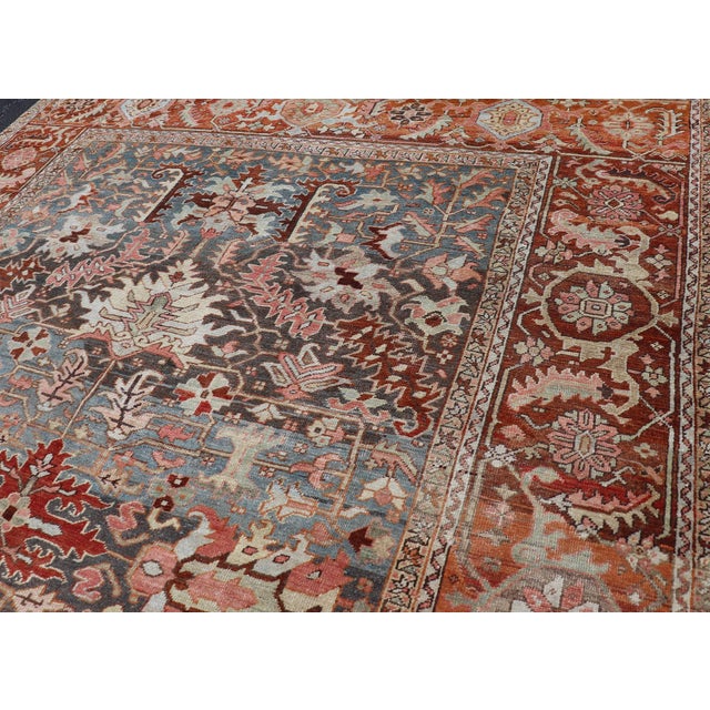 Antique Persian Bakshaish Rug With Medallions and Flower Motifs in Midnight Blue For Sale - Image 13 of 16