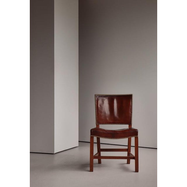 1930s Red Chair in Oak and Nigerian Goat Leather by Kaare Klint for Rud. Rasmussen, 1937 For Sale - Image 5 of 18