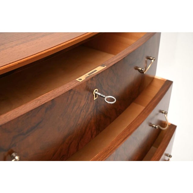 Brown Vintage Danish Walnut and Brass Chest of Drawers, 1960s For Sale - Image 8 of 13