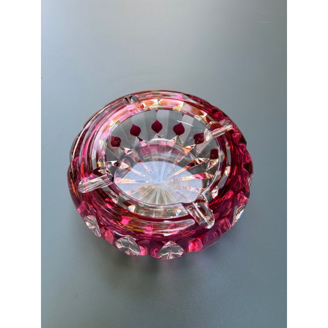 Faceted Crystal Ashtray from Val Saint Lambert, 1960s, in Flawless conditions. Designed 1950 to 1959 This piece has an...