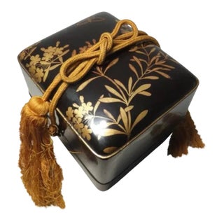 Early 19th C Japanese Black and Gold Maki-E Lacquered Tebako For Sale