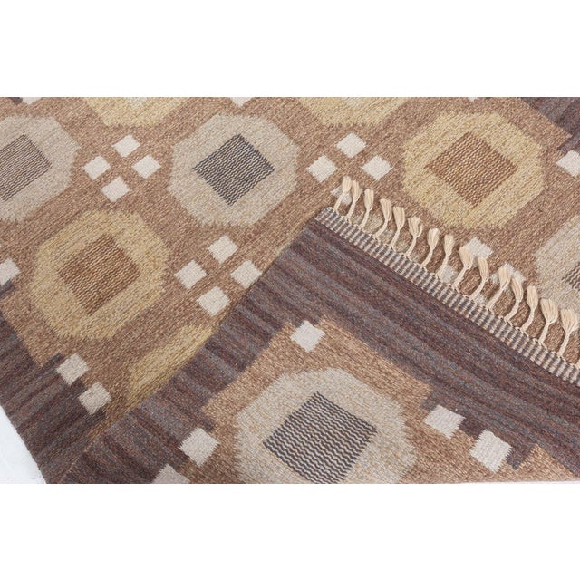 Brown Doris Leslie Blau Vintage Swedish Flat Weave Rug by Rakel Carlander For Sale - Image 8 of 8