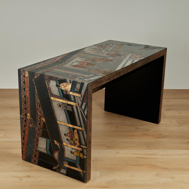 Mid-Century Modern Mid Century Chinoiserie Parsons Style Console Table For Sale - Image 3 of 18