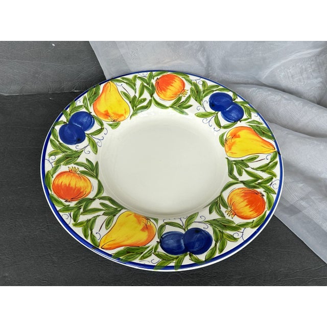 1990s Large Decorative Italian Ceramic Table Centerpiece Fruit Bowl For Sale - Image 5 of 12