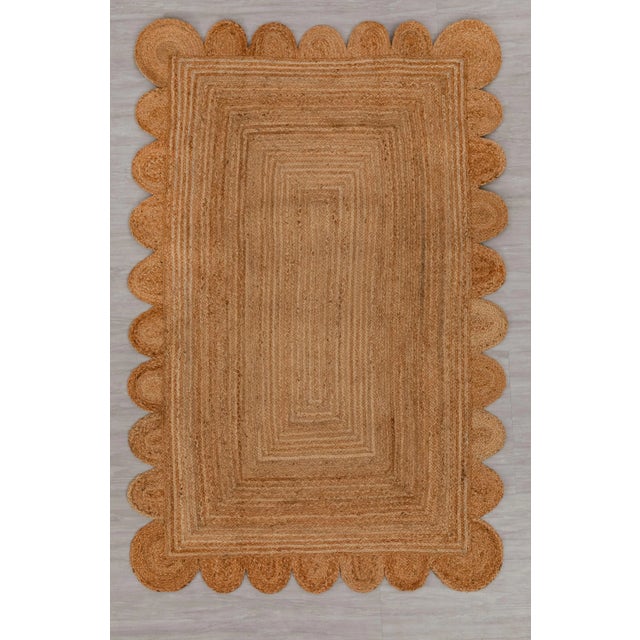 Natural Color Jute Scallop Handmade Rug - 5'x7' For Sale - Image 12 of 12