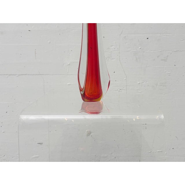 An elegant Murano glass vase designed by Flavio Poli for Seguso Vetri d’Arte, crafted using the refined Sommerso...
