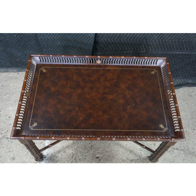 Wood Late 20th Century Mario Buatta for John Widdicomb Chinese Chippendale Faux Bamboo Coffee Table For Sale - Image 7 of 18