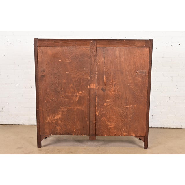 Brown Stickley Brothers Style Antique Mission Oak Arts & Crafts Glass Front Bookcase Cabinet, Circa 1900 For Sale - Image 8 of 10