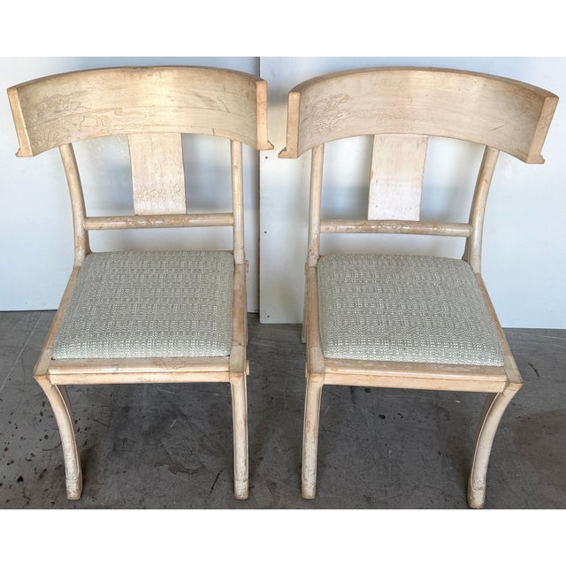 Set of Four Neoclassical Grey-White Polychromed Klismos Chairs Late 20th C. For Sale - Image 10 of 15