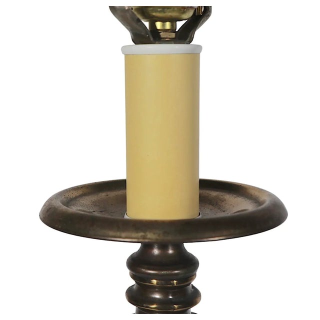 Mid 20th Century Heavy Brass Candlestick Table Lamp C 1970's For Sale - Image 5 of 11