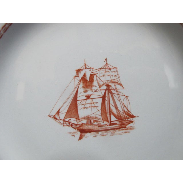 Traditional Spode Copeland England Red Trade Winds Ship Brig 6" Bread Butter Plate Set of 2 For Sale - Image 3 of 5