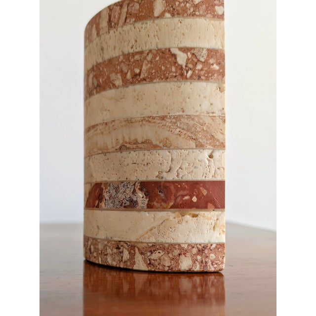 Vintage Striped Travertine Demilune Bookends by Fratelli Mannelli, 1970s, Set of 2 For Sale - Image 14 of 16
