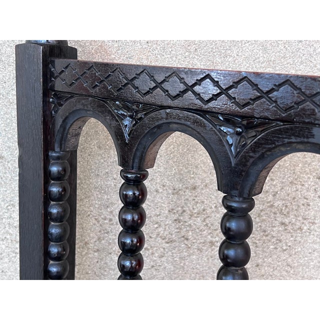 Brown 20th Century Pair of Catalan Throne Armchairs in Walnut and Caned Seats For Sale - Image 8 of 12