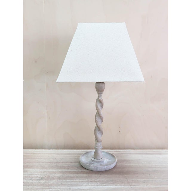 Antique English Limed Oak Table Lamps, 1920s, Set of 2 For Sale - Image 6 of 9