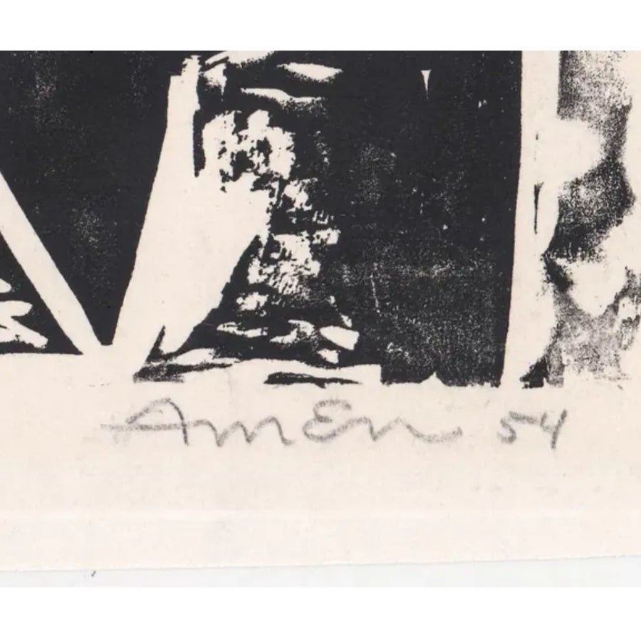 1954 Irving Amen Scandal Woodblock | Chairish
