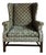 Custom Bench-Made Chippendale Cut-Velvet Wingback Armchair – Estate Piece For Sale