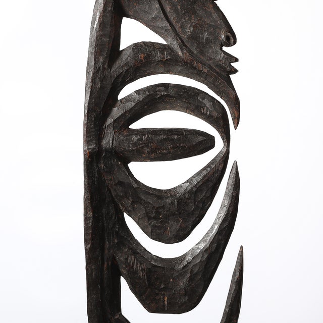 Mid 20th Century Male Yipwon Figural Carved Wood Sculpture on Stone Base For Sale - Image 5 of 12