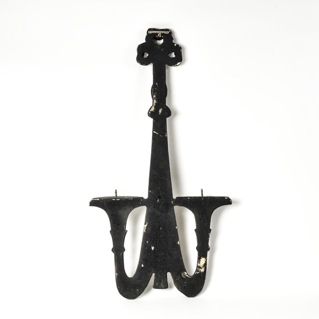 Brown Extra Large Vintage Bow and Tassel Wall Hanging Candle Holder for Pillar Candles For Sale - Image 8 of 12