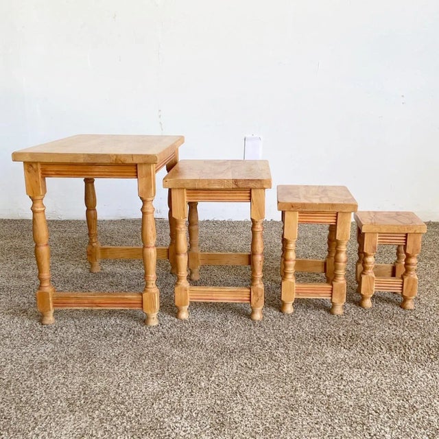 1980s Vintage Wooden Hand Drawn Female Body Form Nesting Tables - Set of 4 For Sale - Image 5 of 10