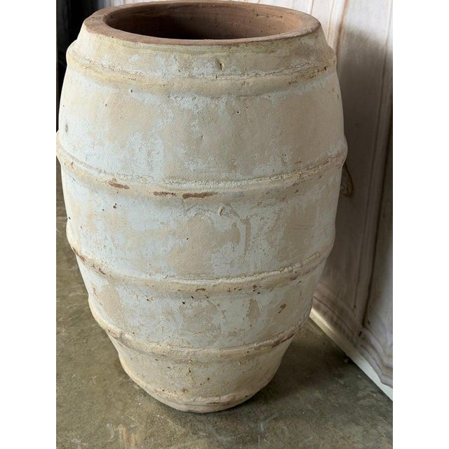 Whitewashed Terracotta Storage Vessel With Ribbed Form For Sale In Los Angeles - Image 6 of 10