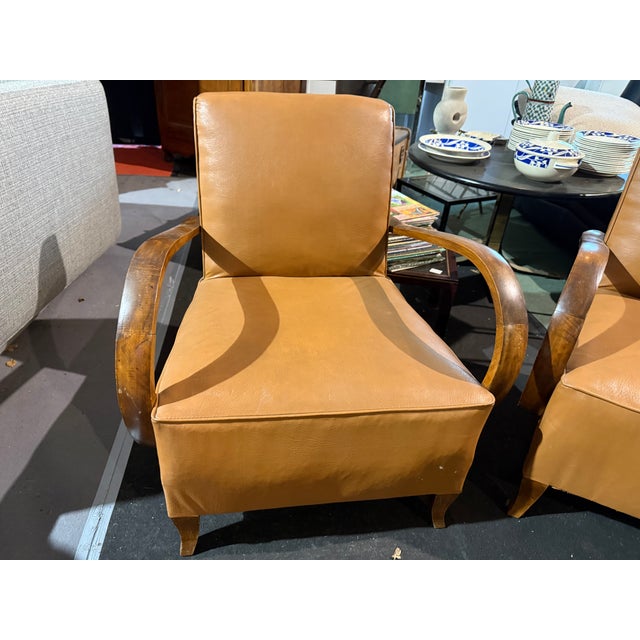 Art Deco Bridge Chairs with Moustache Detail, 1940s, Set of 2 For Sale - Image 3 of 6