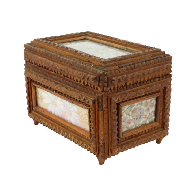 Wooden Tramp Art Box For Sale - Image 4 of 11