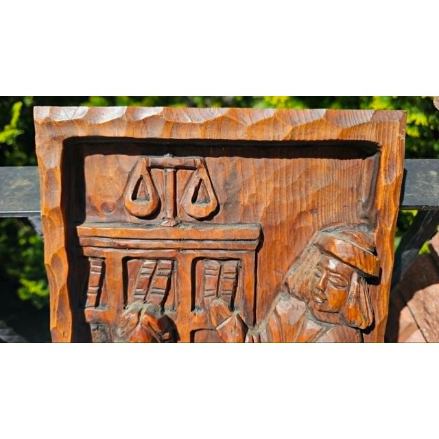 Art Deco, wooden picture, carved bas-relief, pharmacy, dimensions: height 38.6 cm, width 21.8 cm, depth 3.7 cm.