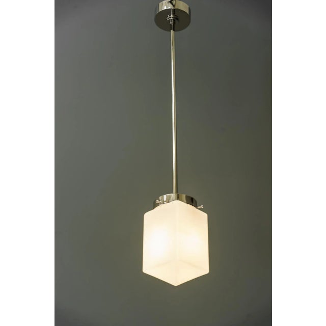 Art Deco Nickel, Plated Pendant with Opal Glass Shade, Vienna, 1920s For Sale - Image 11 of 12