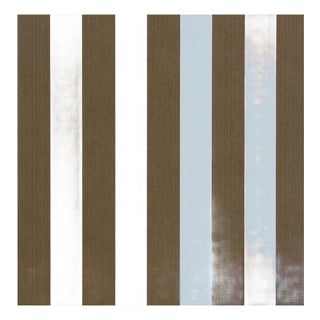 Sample - Schumacher Edwin Stripe Medium Wallcovering In Brown & Sky For Sale