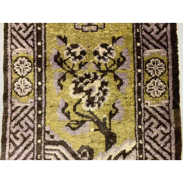 Vintage Chinese Gold and Brown Wool Pao Tao Rug 145x68 cm For Sale - Image 6 of 10