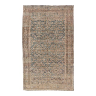 Antique Persian Hamadan Gallery Rug With Soft Blue Field and Allover Design For Sale
