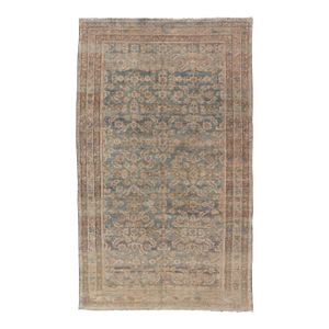 Antique Persian Hamadan Gallery Rug With Soft Blue Field and Allover Design