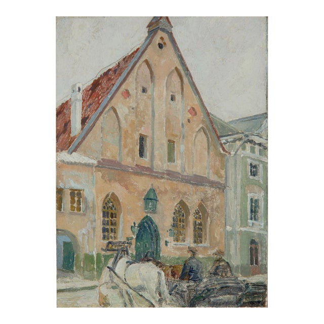 Alexander Yakovlevich Kramarev, Revel, Exchange Building, Oil on Canvas For Sale