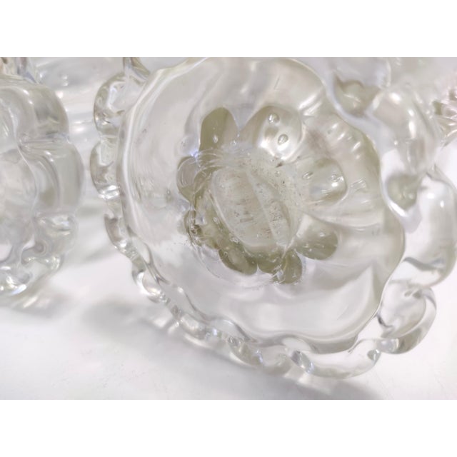 Glass Transparent Bullicante Murano Glass Vases by Ercole Barovier, 1930s, Set of 2 For Sale - Image 7 of 10