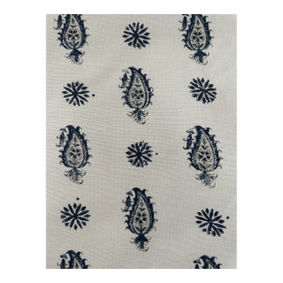 Titley & Marr Kalamkari Collection Print Fabric- Persian Paisley Indigo 2 6/8 Yards For Sale