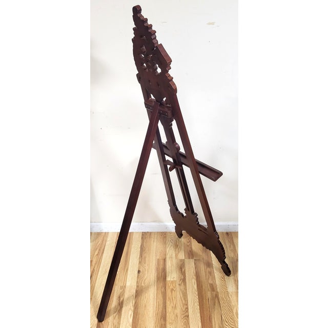 Vintage American 20th C Carved Mahogany Baroque Revival Easel Floor Display Stand For Sale - Image 11 of 15