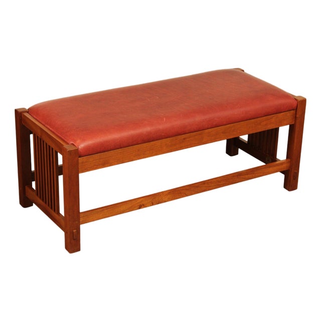 Stickley Mission Collection Cherry Spindle Bench For Sale