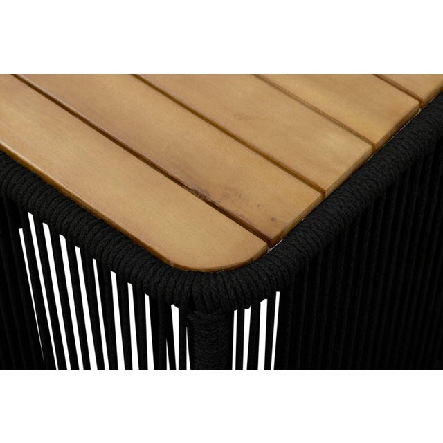 Wood Alpine Teak Collection Rope Design End Table - Black For Sale - Image 7 of 9