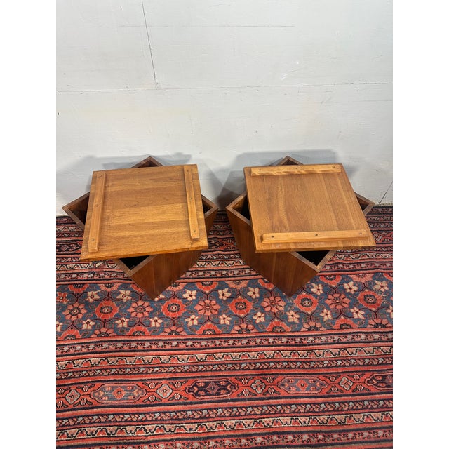 Wood Pair of Vintage Mahogany Storage Side Tables For Sale - Image 7 of 7